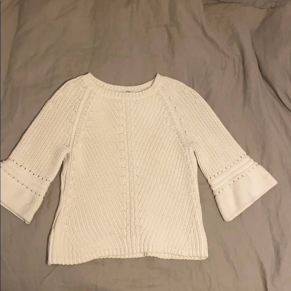 Anthropology White Sweater Bell Sleeve, Small